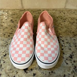Vans Pink and White Checkered Women's Slip-On Shoes size 7.5